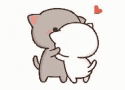 Cat Kiss Hug Peach Goma GIF