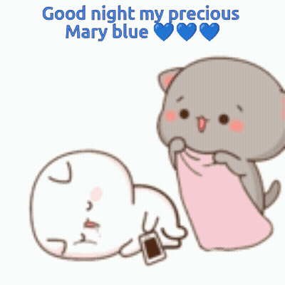Cat Laying On Another Cat Good Night My Precious Mary Blue GIF