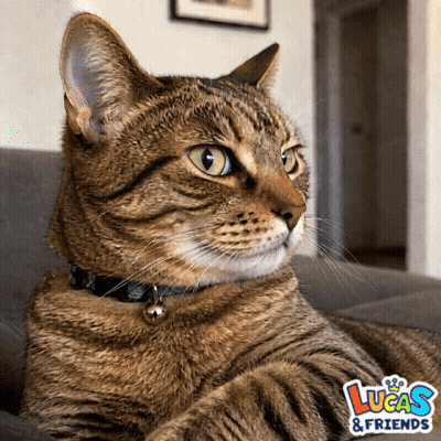 Cat Laying On Couch With Luca's & Friends GIF
