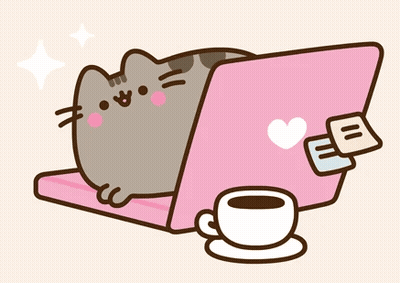 Cat Laying On Laptop Next To Coffee GIF