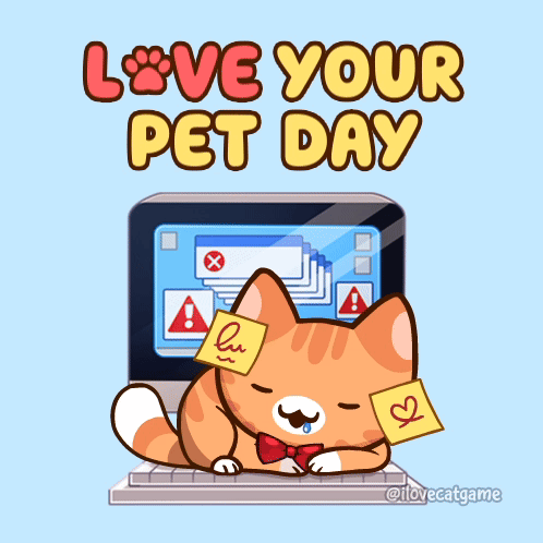 Cat Laying On Laptop With Love Your Pet Day GIF