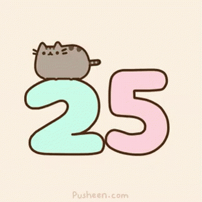 Cat Laying On Number 25 GIF