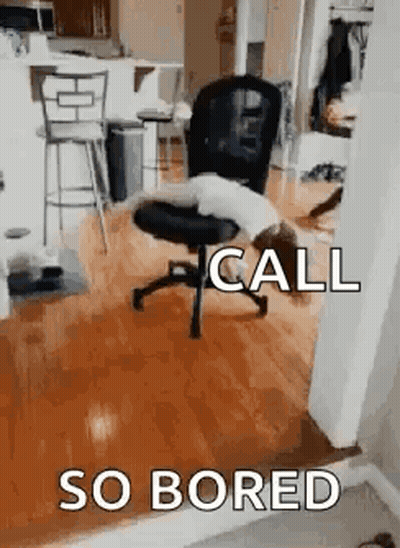 Cat Laying On Office Chair Saying Call So Bored GIF