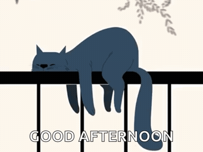 Cat Laying On Railing Saying Good Afternoon GIF