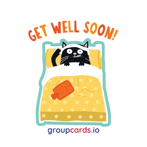 Cat Lying In Bed Get Well Soon Sticker