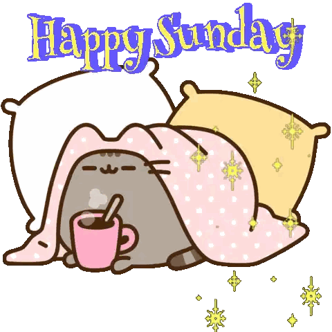 Cat Lying Under Blanket With Coffee Sticker
