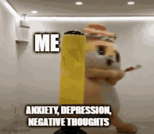 Cat Mascot Hitting Object Anxiety GIF