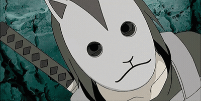 Cat Mask Character With Sword GIF