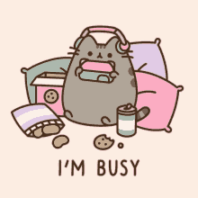 Cat Memes Cute Pusheen Cookie Gaming I'm Busy GIF