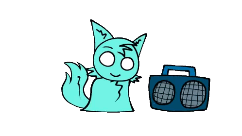 Cat Next To Boombox Sticker