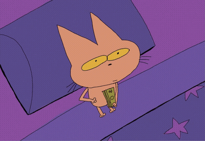 Cat On Bed With Money Not My Problem GIF