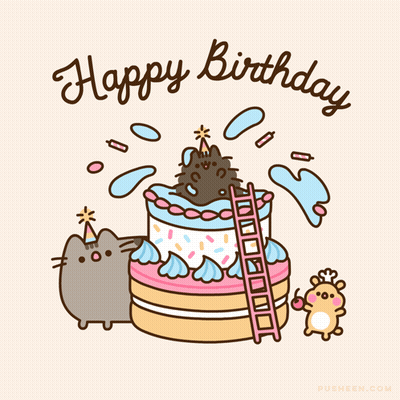 Cat On Cake Happy Birthday GIF