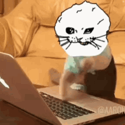Cat On Computer Illustrated Cat GIF