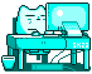 Cat On Computer Pixelated GIF