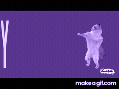 Cat Party On Purple Background GIF