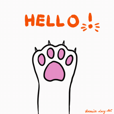 Cat Paw Drawing Hello GIF
