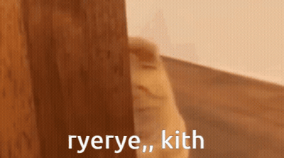 Cat Peeking From Behind Door Saying Ryerye Kith GIF