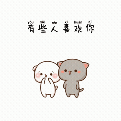Cat Petting Another Cat With Chinese Writing GIF