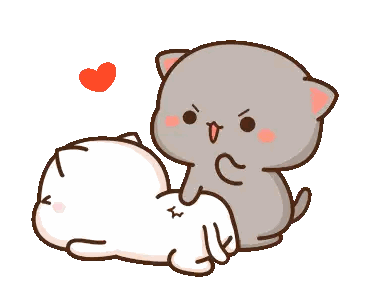 Cat Petting Another Cat With Heart Sticker
