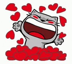 Cat Playing And Moving Heart GIF