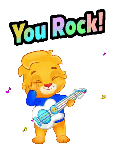 Cat Playing Guitar Saying You Rock Sticker