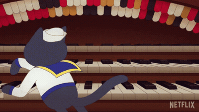 Cat Playing Piano With Netflix Logo GIF