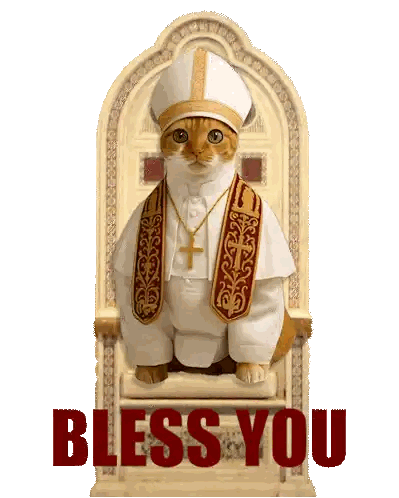 Cat Pope Sitting On Throne Bless You Sticker
