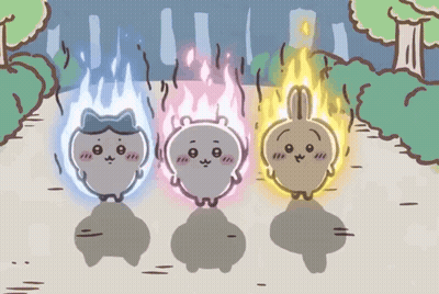 Cat Rabbit And Bear With Flames GIF