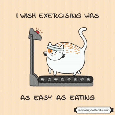 Cat Running On Treadmill I Wish Exercising Was As Easy As Eating GIF