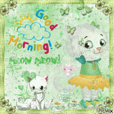 Cat Saying Good Morning Meow Meow GIF