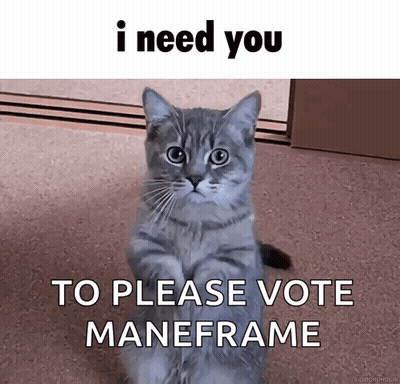 Cat Saying I Need You Please Vote Maneframe GIF