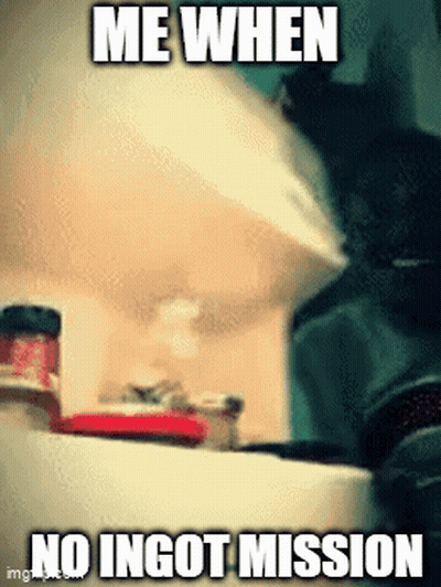 Cat Saying Me When No Ingot Mission GIF