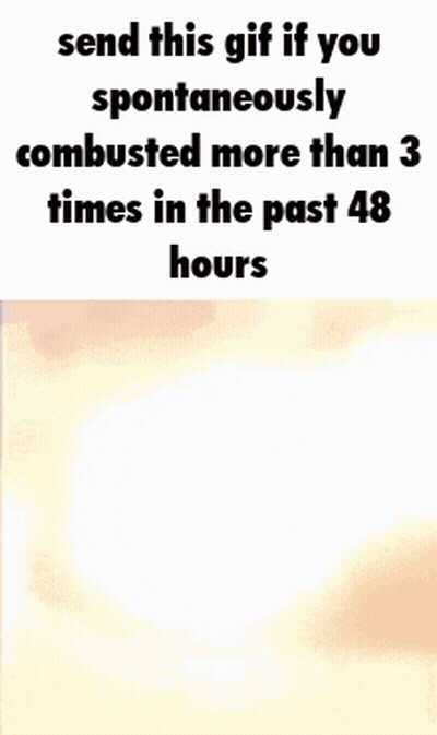 Cat Send This GIF If You Spontaneously Combusted 3 Times In 48 Hours GIF