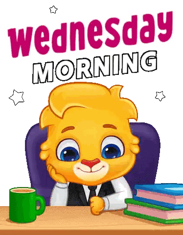 Cat Sitting At Desk Wednesday Morning Sticker