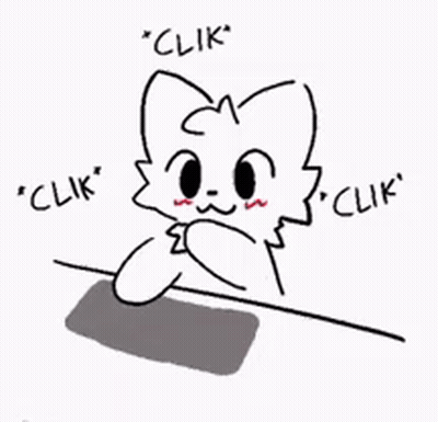 Cat Sitting At Table Saying Clik GIF