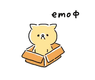 Cat Sitting In Cardboard Box With Emof Sticker
