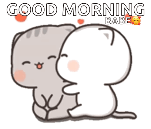 Cat Sitting In Cup Saying Love U Good Morning GIF