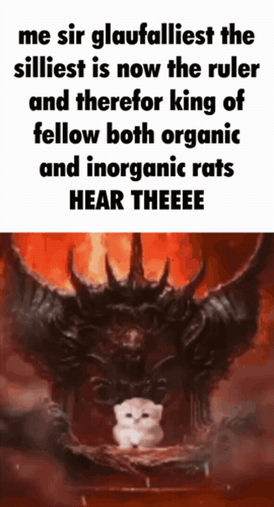 Cat Sitting In Front Of Demon Saying Me Sir Glaufalliest GIF