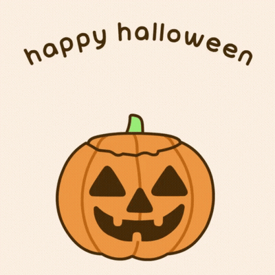 Cat Sitting In Pumpkin Saying Happy Halloween GIF