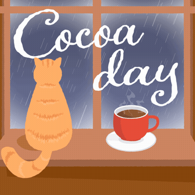 Cat Sitting Next To Hot Chocolate GIF