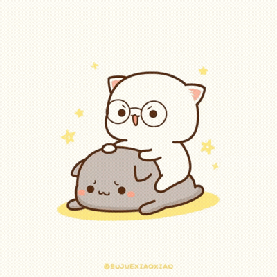 Cat Sitting On Another Cat GIF