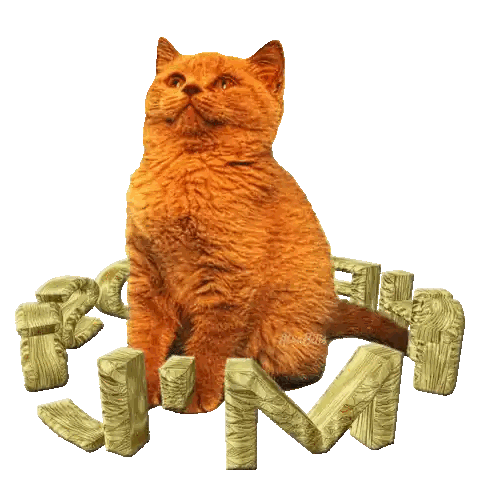 Cat Sitting On Bossy Gold Letters Sticker