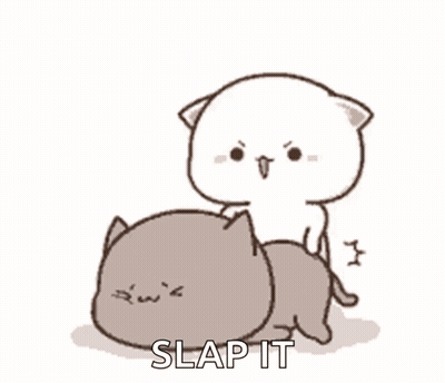 Cat Sitting On Cat Saying Slap It GIF