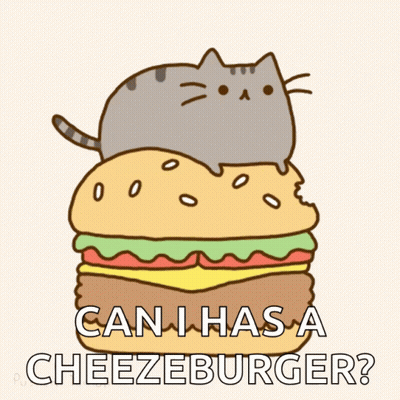 Cat Sitting On Cheeseburger Can I Has A Cheezburger GIF