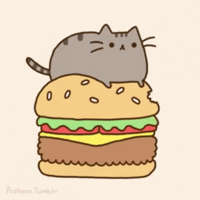 Cat Sitting On Hamburger GIF