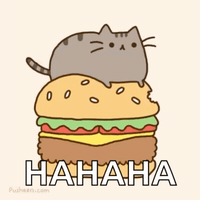 Cat Sitting On Hamburger Saying Hahaha GIF