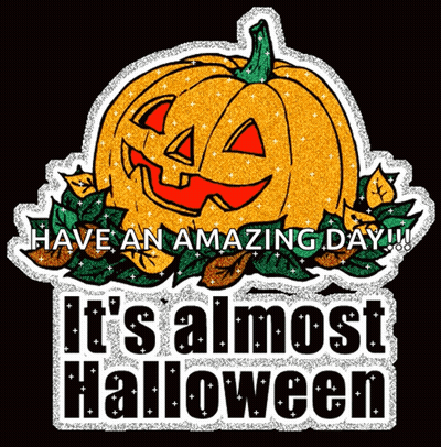 Cat Sitting On Tree Branch Next To Pumpkin And Owl Kiogle Design GIF