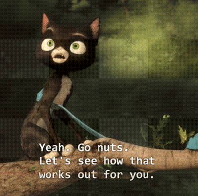 Cat Sitting On Tree Branch Saying Yeah Go Nuts GIF