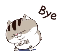Cat Sitting With Bye Next To It Sticker