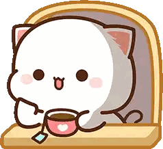 Cat Sitting With Coffee Cup Sticker